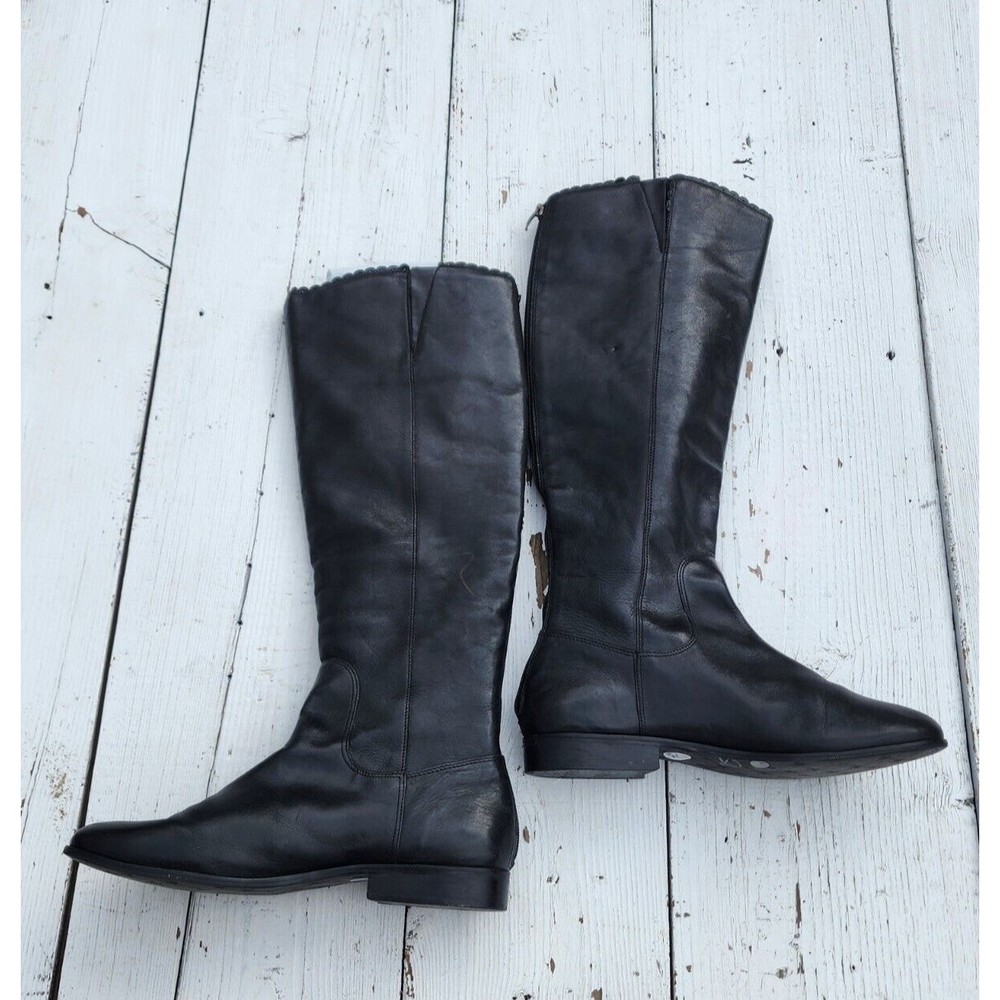 Jack Rogers Lisbeth Women Black Knee Leather Boots WIDE CALF US 11 EU 41.5 - Picture 3 of 11